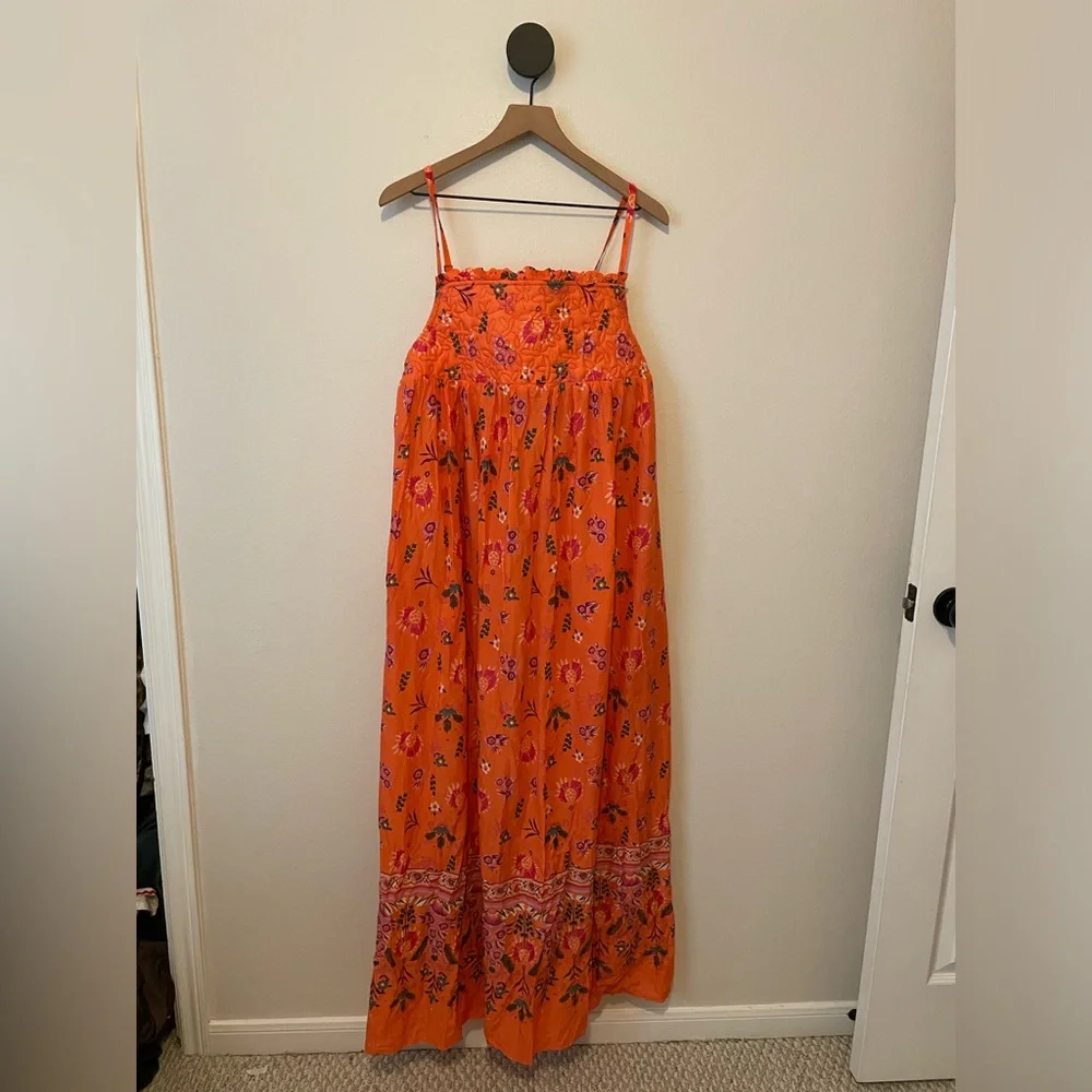 Anthropologie Orange Floral Maxi Dress - Picture 4 of 10